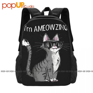 Cat Sunglasses Backpack Large Bookbag Shoe Bag