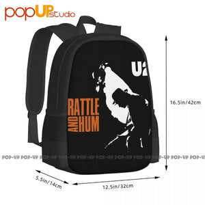 U2 Rattle And Hum Rock Band Backpack Large Capacity School Style Sports Bag