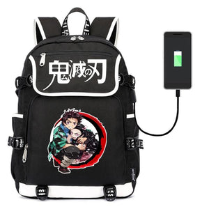 Demon Slayer Kimetsu no Yaiba Backpack USB Charging Knapsack Unisex Packsack