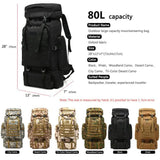 80L Outdoor Sports Travel Backpack Mountaineering Tote Bag