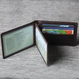 Retro Head Cowhide Driver's Pack Leather Multi-Card Pack
