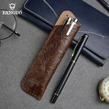 Retro Leather Pencil Bag Pluggable Pencil Pens Storage Bag