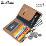 Men Passport Holder Leather RFID Multi-function Male ID Bag Passport Holder Wall