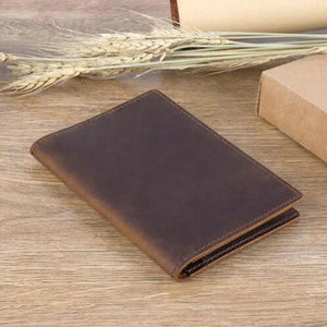 Vintage Leather Passport Holder for Men, Travel Document Orgainzer