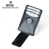1st Layer Cowhide Credit Card Wallet Oil Wax Leather RFID Dollar Clip