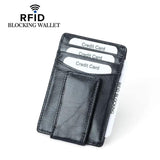 1st Layer Cowhide Credit Card Wallet Oil Wax Leather RFID Dollar Clip