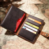 Men Travel Passport Holder Cow Leather Ticket Folder Passport Wallet Vintage