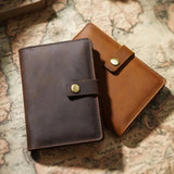 Men Travel Passport Holder Cow Leather Ticket Folder Passport Wallet Vintage