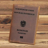 Leather Austrian Passport Cover Cowhide Passport Holder Travel Wallet
