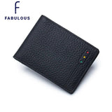 RFID Blocking Men's Wallet Litchi Texture Slim Front Pocket Bifold