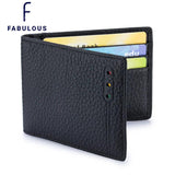 RFID Blocking Men's Wallet Litchi Texture Slim Front Pocket Bifold