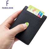 RFID Blocking Men's Wallet Litchi Texture Slim Front Pocket Bifold