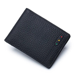 RFID Blocking Men's Wallet Litchi Texture Slim Front Pocket Bifold