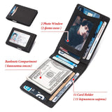 Men Leather Money Clip Slim Bifold Wallet ID Credit Holder