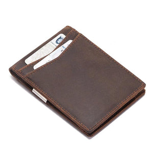 Men Leather Money Clip Slim Bifold Wallet ID Credit Holder