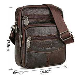 Men's Leather Small Messenger Bag Multifunctional Shoulder Bag