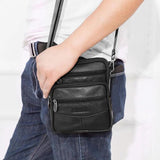 Men's Leather Small Messenger Bag Multifunctional Shoulder Bag