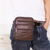 Men's Leather Small Messenger Bag Multifunctional Shoulder Bag