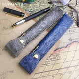 Leather Pen Case Cover Cowhide Pencil Pocket Portable Storage Pen Pouch Pencil B