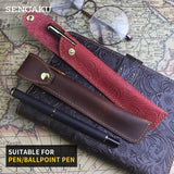 Leather Pen Case Cover Cowhide Pencil Pocket Portable Storage Pen Pouch Pencil B