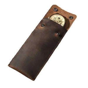 Retro Crazy Horse Cow Leather Watch Bag