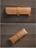 Leather Pencil Case Large Capacity Cowhide Glasses Bag