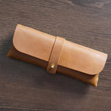 Leather Pencil Case Large Capacity Cowhide Glasses Bag