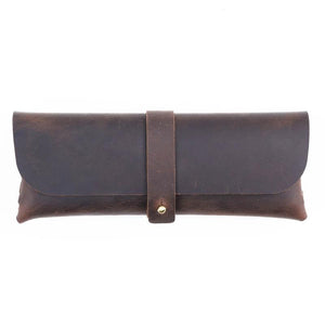 Leather Pencil Case Large Capacity Cowhide Glasses Bag