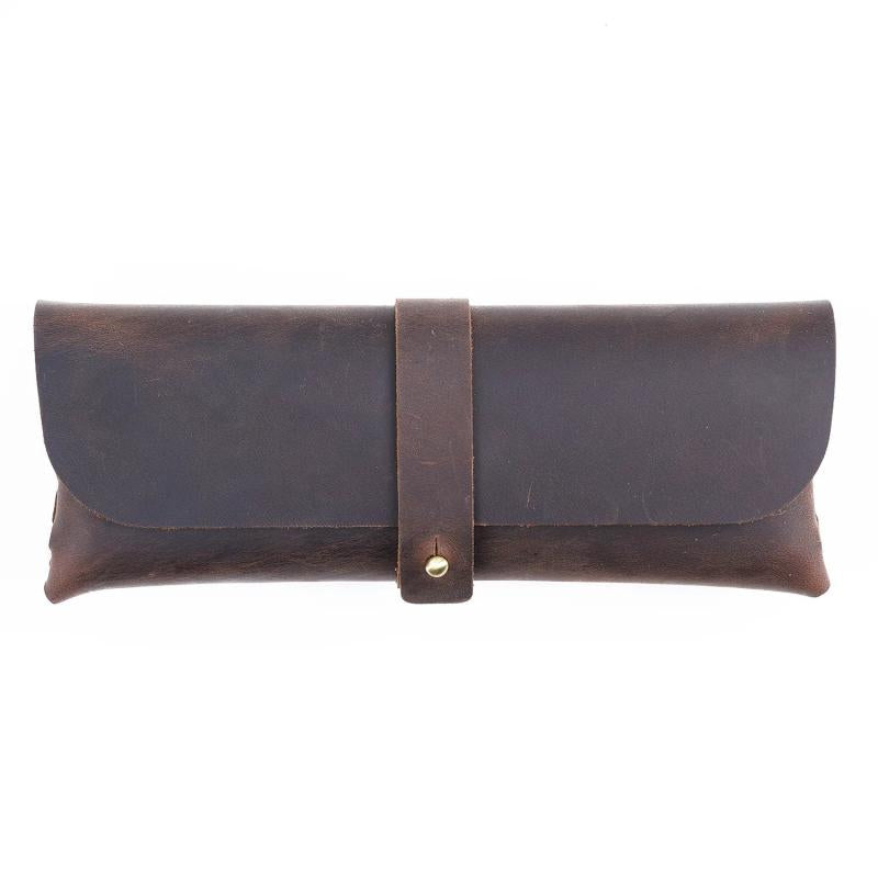 Leather Pencil Case Large Capacity Cowhide Glasses Bag