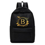 Unisex Wreath Letter Printed Backpack School Bag Boys and Girls Large Capacity S