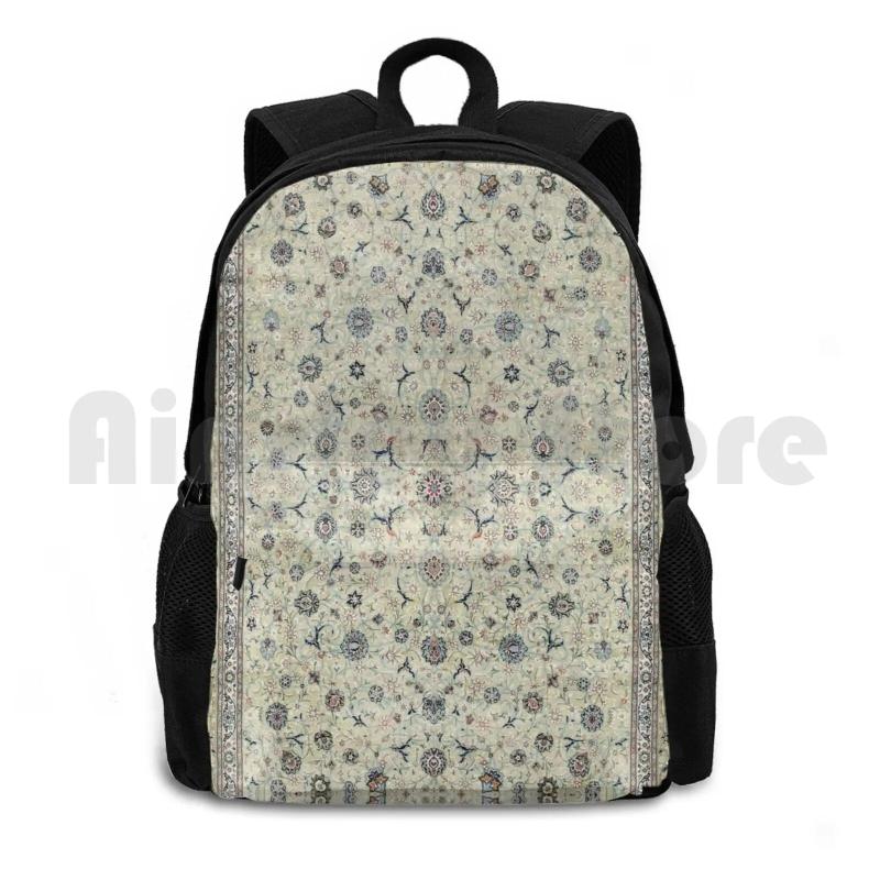 Kashan Isfahan Persian Carpet Print Outdoor Hiking Backpack