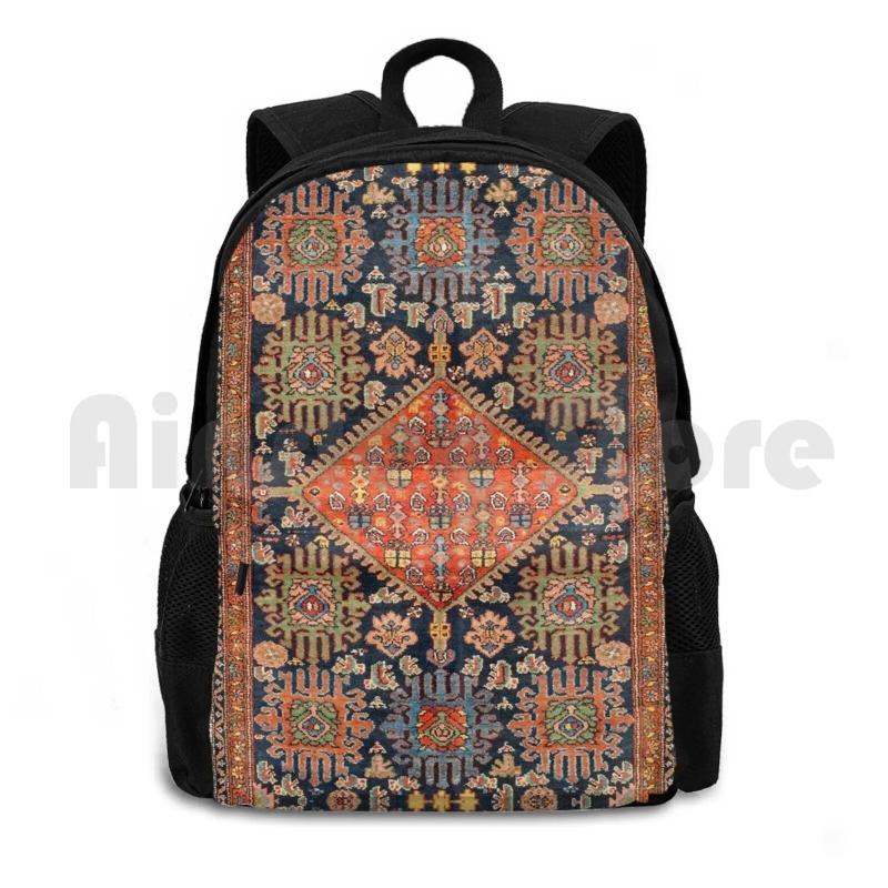 Hamadan Antique West Persian Rug Print Outdoor Hiking Backpack