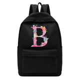 Unisex Pink Letter Printed School Backpack