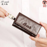 Leather Key Case Men Car Key Holder Zipper Housekeeper Keys Wallet