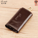 Leather Key Case Men Car Key Holder Zipper Housekeeper Keys Wallet