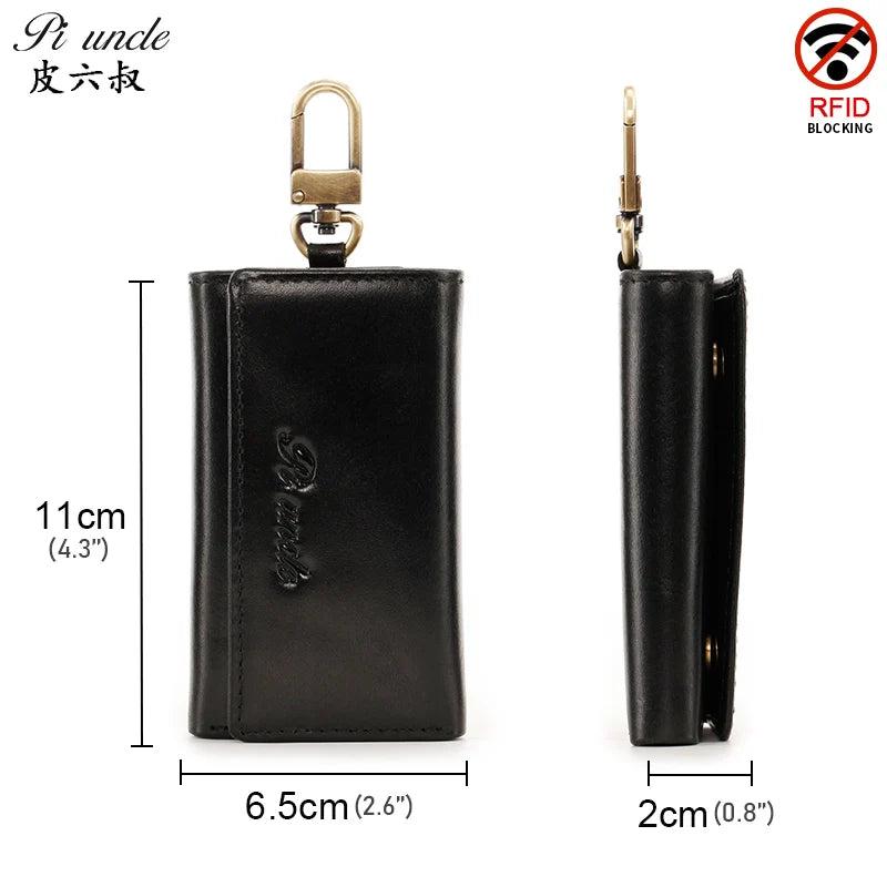 Leather Key Case Men Car Key Holder Zipper Housekeeper Keys Wallet