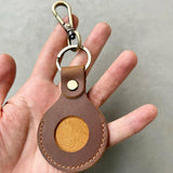 Personalized Leather Airtag Wallet holder Keychain Case