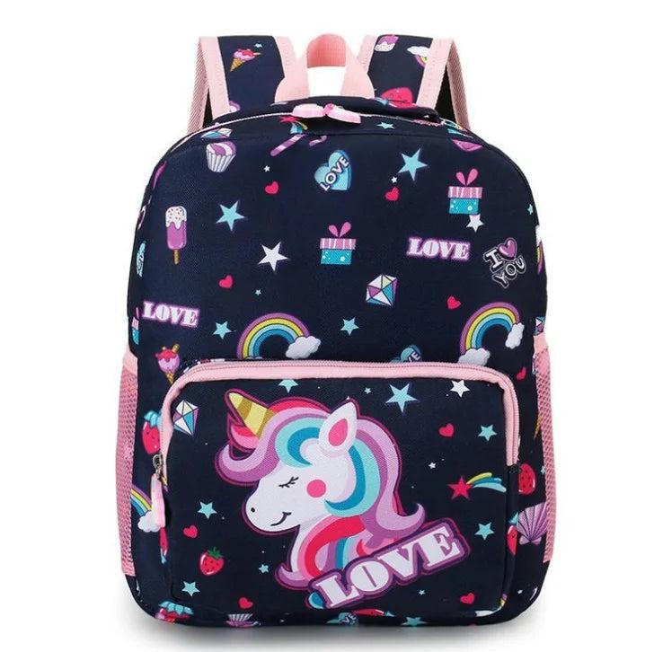 Preppy Cartoon Unicorn Backpack For Girls&Boy Dinosaur Schoolbag