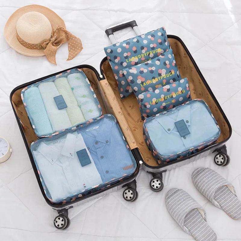 6pcs/set Waterproof Travel Packing Cubes Large Capacity Clothing Organize Bag
