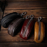 Leather Car Key Case Wallet Zipper Bag Holder