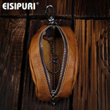 Leather Car Key Case Wallet Zipper Bag Holder