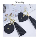 Saffiano Leather Keychain Bag Charm Tassel Pendant