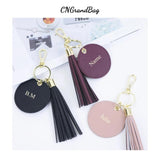 Saffiano Leather Keychain Bag Charm Tassel Pendant