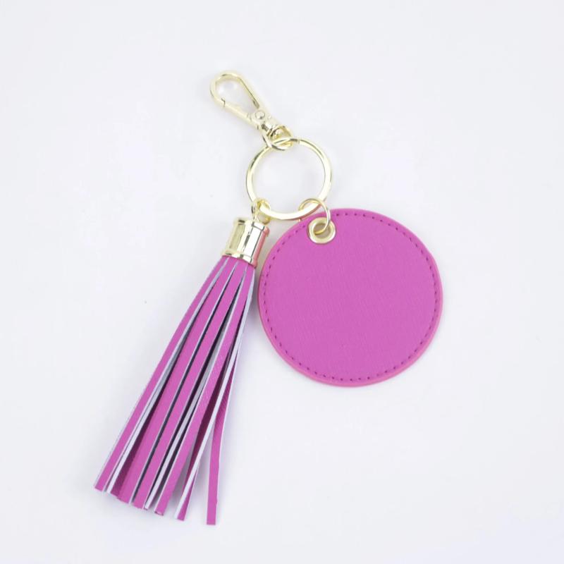 Saffiano Leather Keychain Bag Charm Tassel Pendant