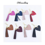 Saffiano Leather Fringe Heart Keychain Car Tassel Bag Wallet