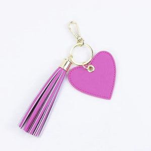 Saffiano Leather Fringe Heart Keychain Car Tassel Bag Wallet
