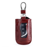 Oval Cowhide Car Key Organizer with Hardware Hook