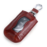 Oval Cowhide Car Key Organizer with Hardware Hook