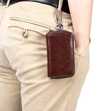 Leather Waist Hanging Key Wallet with Key Ring
