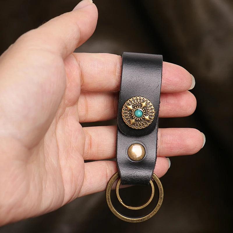 Vintage Leather Keychain Lanyard Holder Wallet Keychains